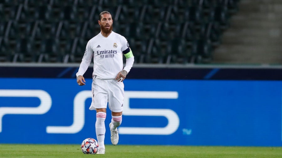 Sergio Ramos en un partido de Champions League con el Real Madrid