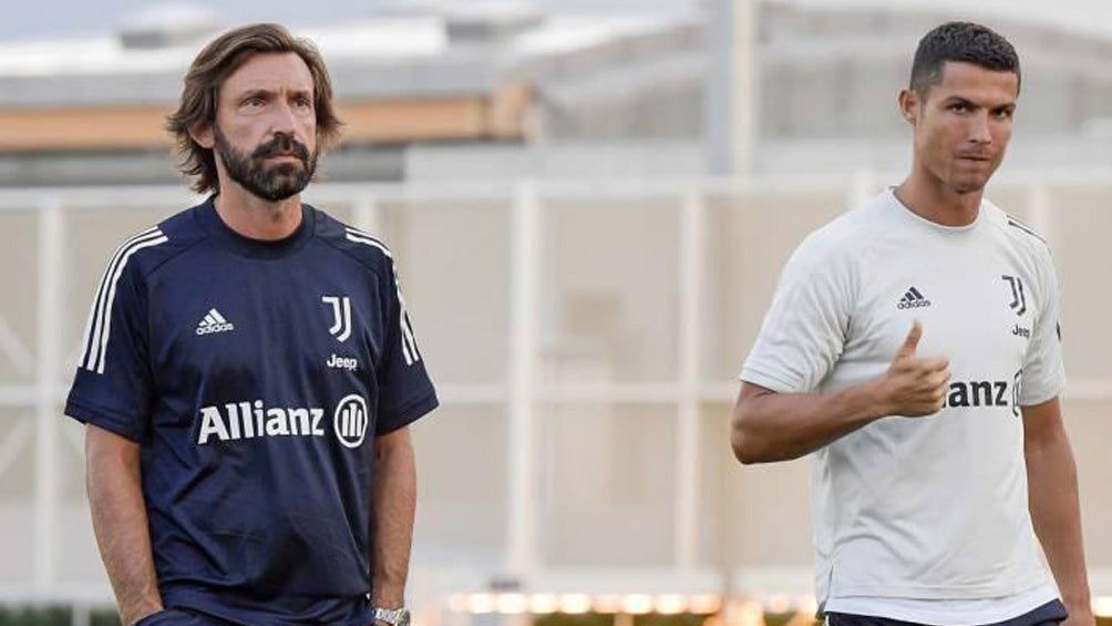 Pirlo y CR7 durante un entrenamiento de la Juventus 