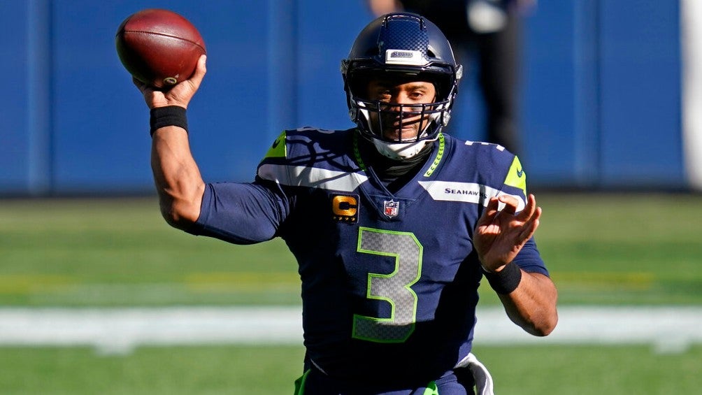 Russell Wilson durante un partido con Seahawks