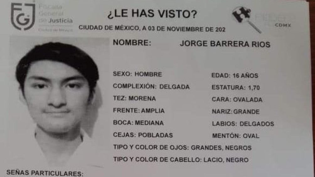 Jorge Barrera desapareció el 26 de octubre