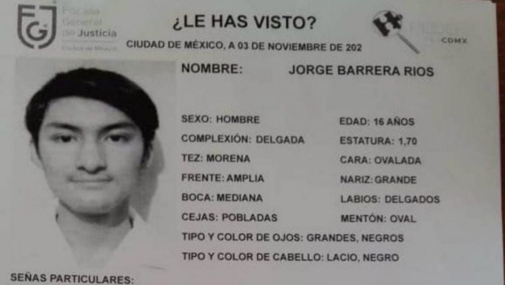 Jorge Barrera desapareció el 26 de octubre