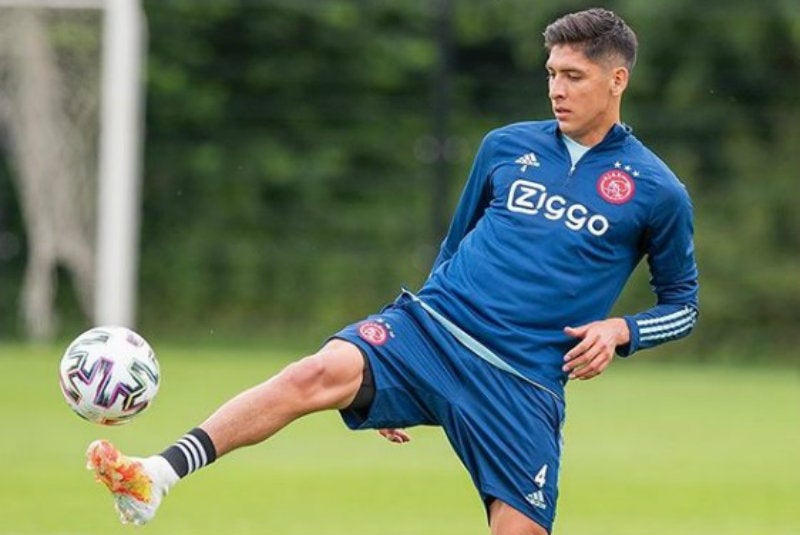 Álvarez en entrenamiento del Ajax