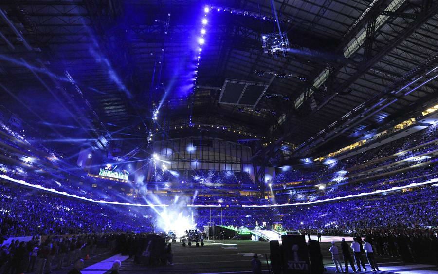 El Lucas Oil Stadium de Indianápolis, Indiana, durante el Super Bowl XLVI