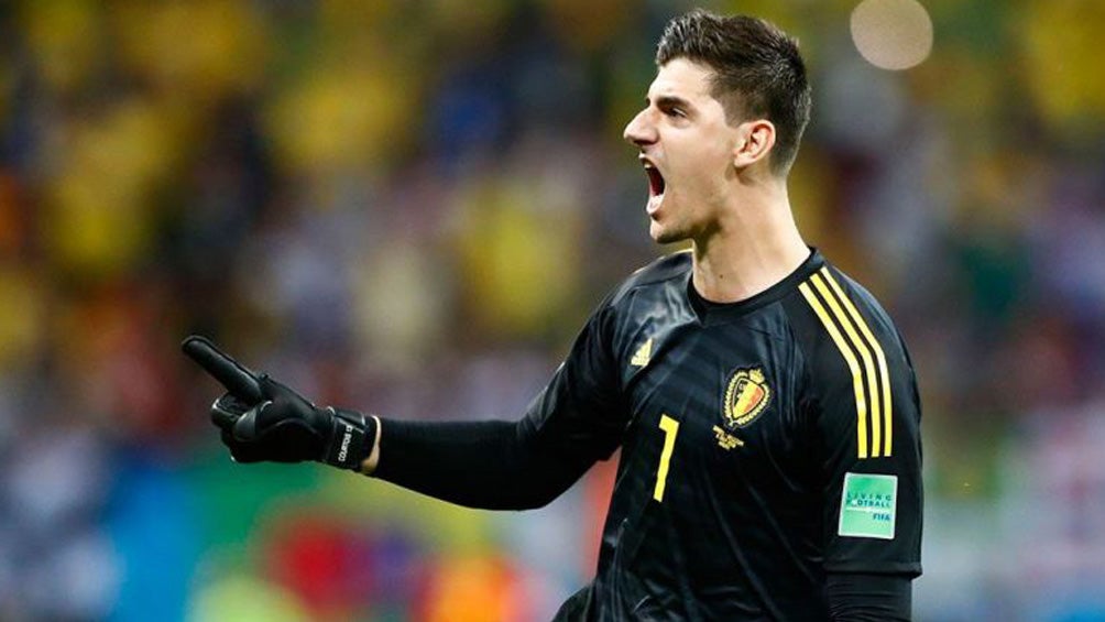 Thibaut Courtois en un duelo con la selección de Bélgica 