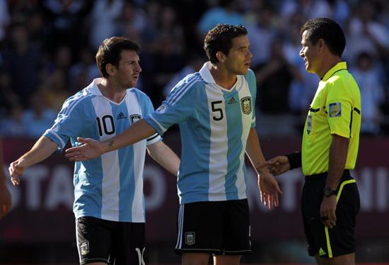 Gago junto a Messi en un partido de la Selección Argentina