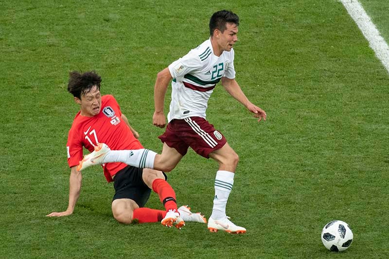 Chucky Lozano en el duelo ante Corea del Sur en Rusia 2018 