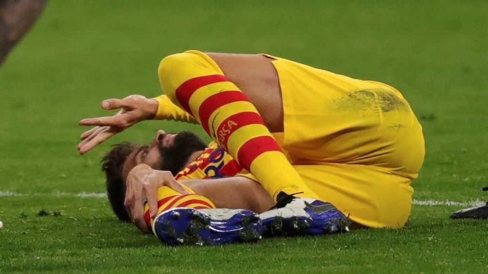 Gerard Piqué tras sufrir la lesión 