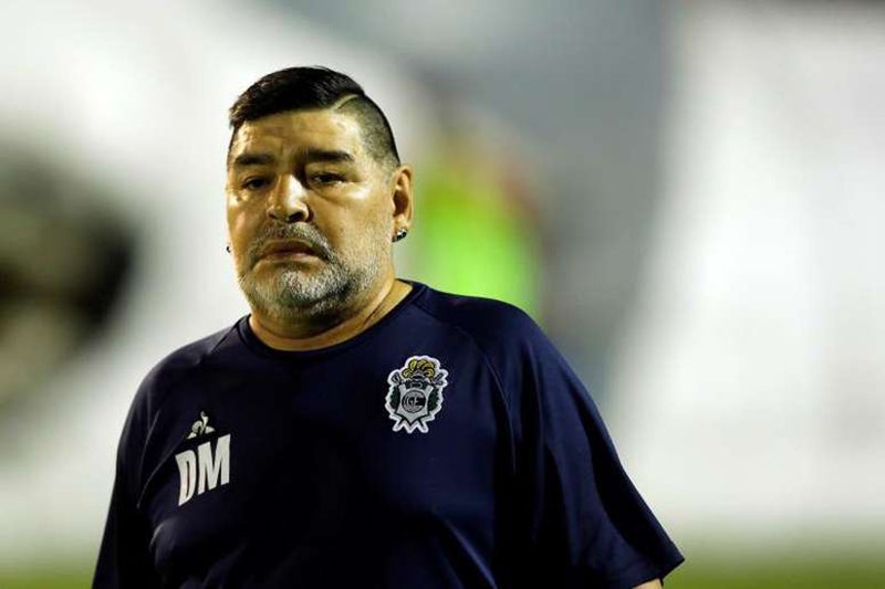 Diego Armando Maradona tras un duelo de la Liga de Argentina 