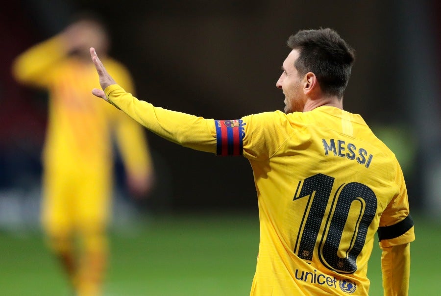 Lionel Messi en un partido con el Barcelona