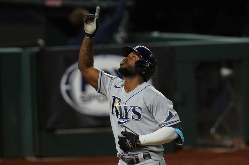 El pelotero en un partido de los Rays