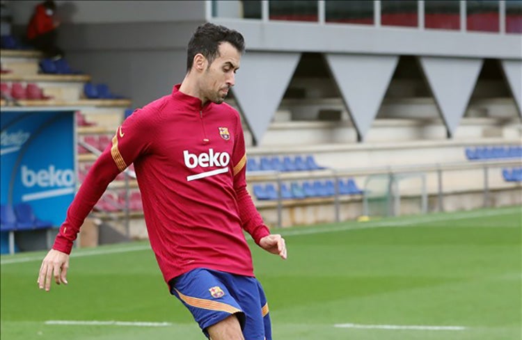 Sergio Busquets, en una sesión con el Barcelona 