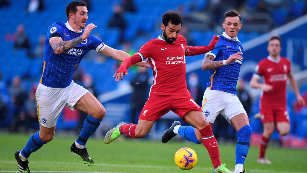 Mohamed Salah durante el duelo ante el Brighton