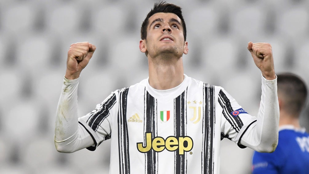 Álvaro Morata festeja un gol con la Juventus 