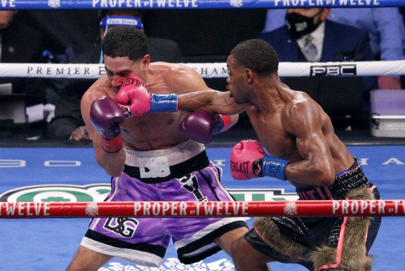 Errol Spence en pelea de box con Danny García