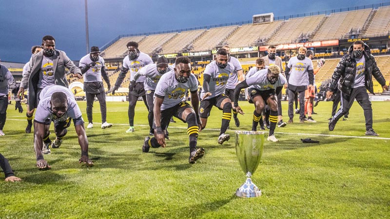 Los jugadores del Columbus celebrando