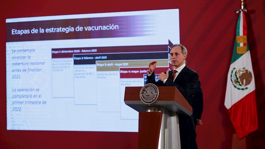 Hugo López-Gatell en conferencia en el Palacio Nacional