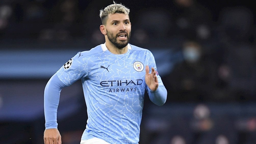 Sergio Agüero durante un partido con el Manchester City