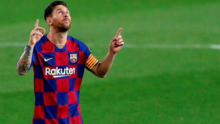 Messi festeja una anotación el Barça