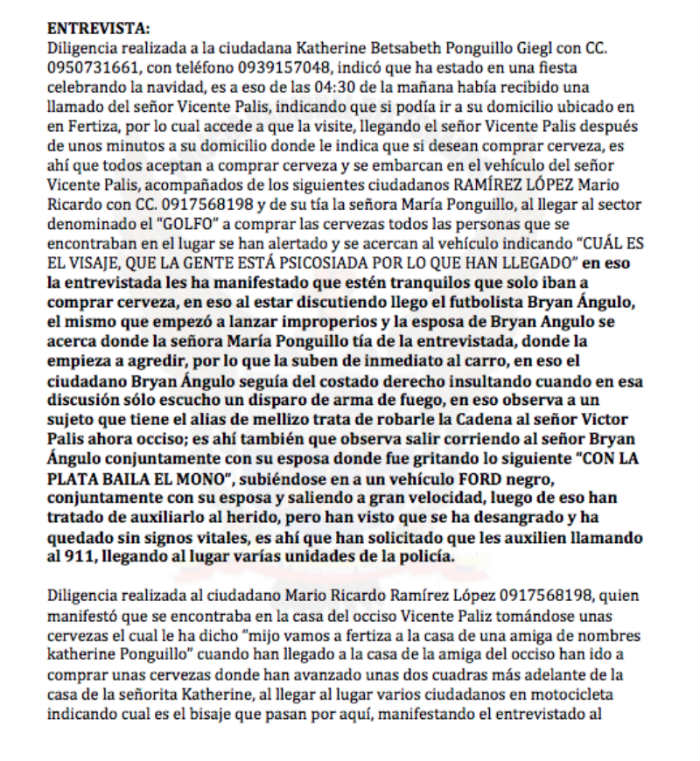 Diligencia de la Policía Nacional de Ecuador