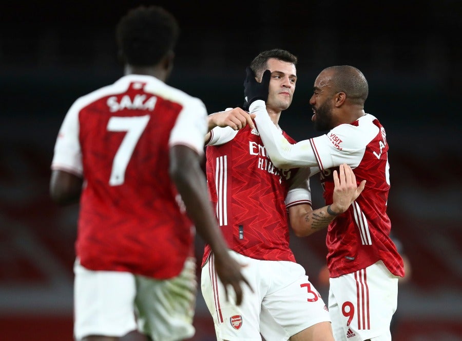 Jugadores del Arsenal festejando un gol conseguido ante el Chelsea