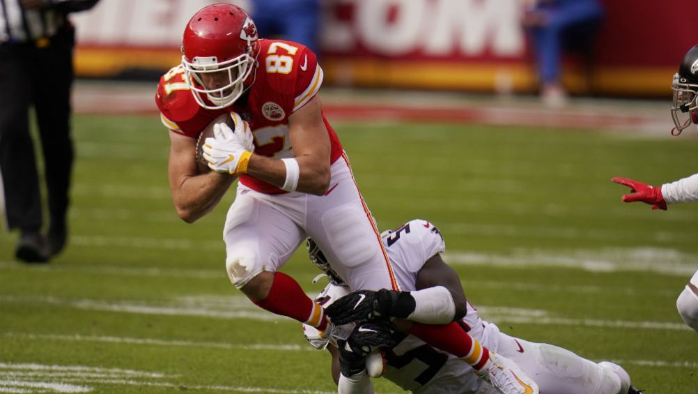 Travis Kelce en festejo con los Kansas City Chiefs