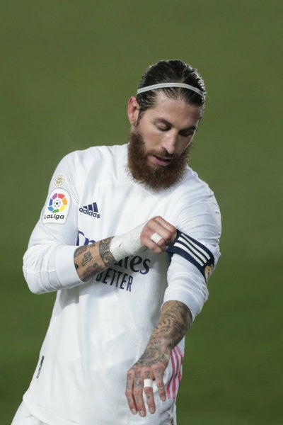 Sergio Ramos en acción con Real Madrid