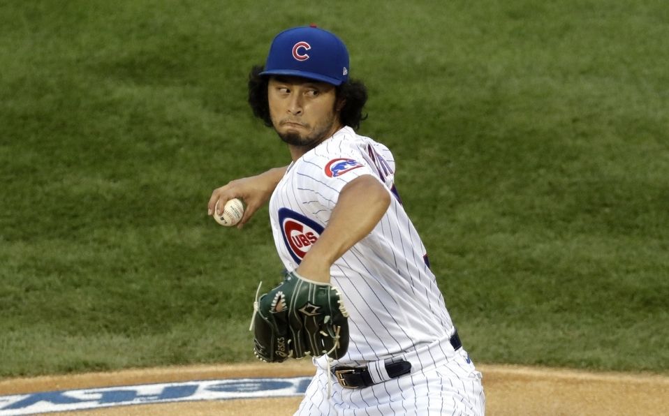 Yu Darvish en acción con los Cubs