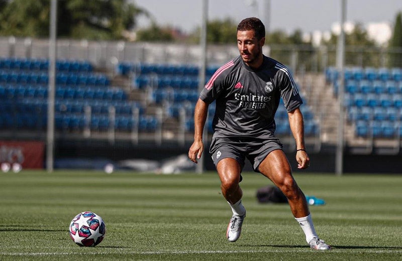 Eden Hazard en una sesión con el club merengue 