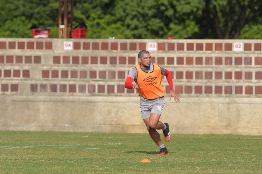 Juan Pablo Segovia durante un entrenamiento con América de Cali