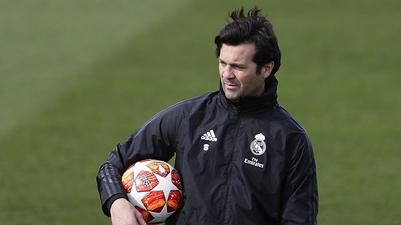 Santiago Solari durante una sesión con el Real Madrid 