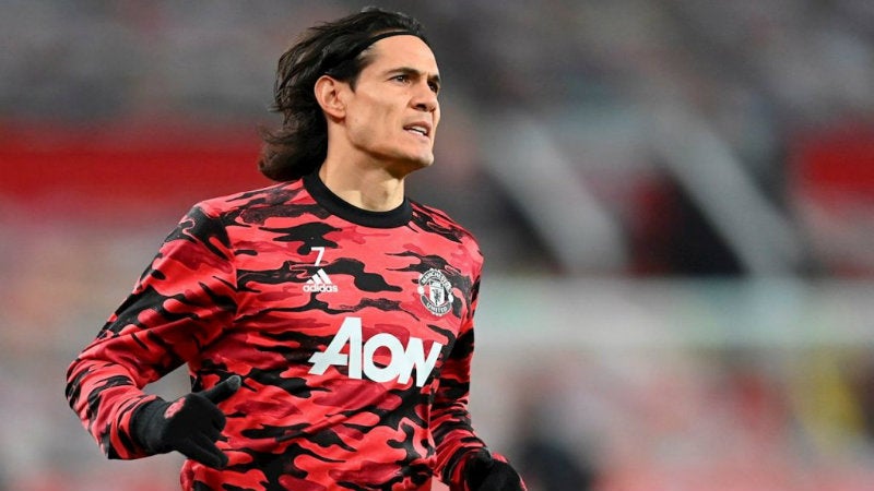 Cavani jugando con el Manchester United