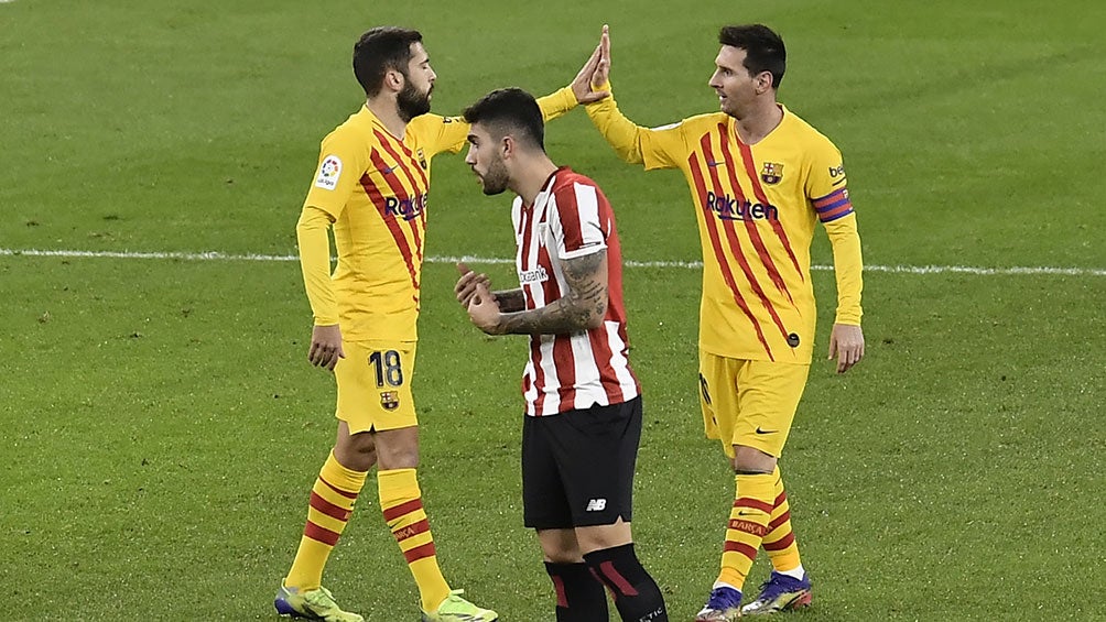 Messi festeja uno de sus goles contra Athletic 