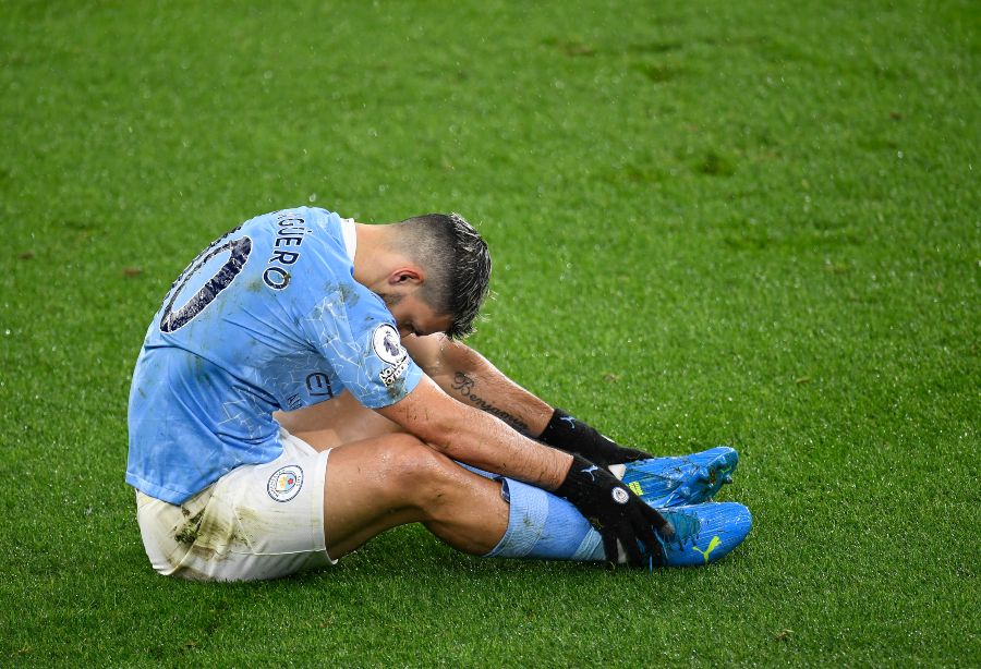 Sergio Agüero en un partido con el Manchester City