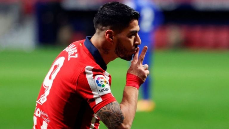 Luis Suárez festejando su gol ante el Getafe 