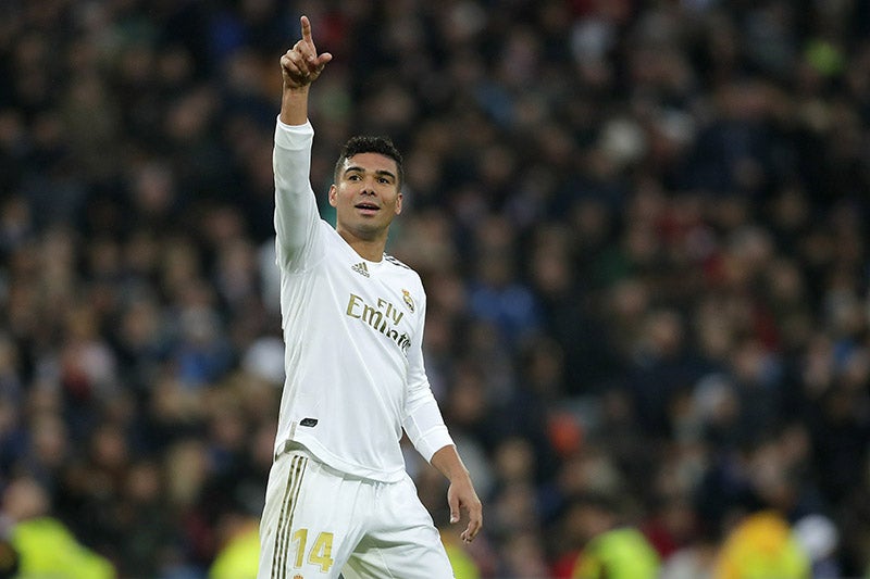 Casemiro festeja un gol con el Real Madrid 