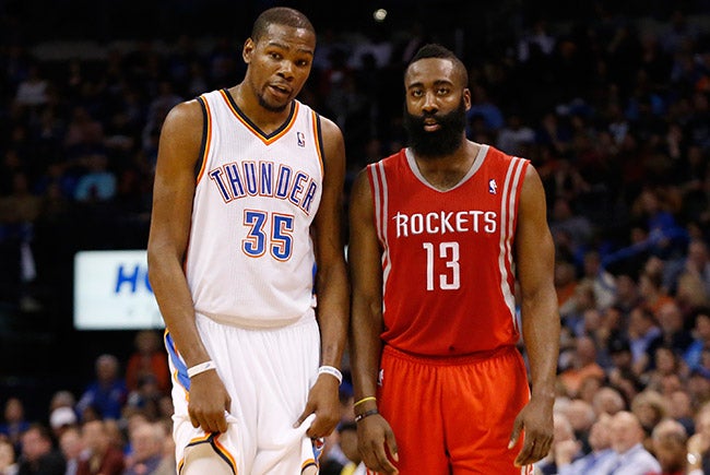 Harden y Durant en un Thunder vs Rockets