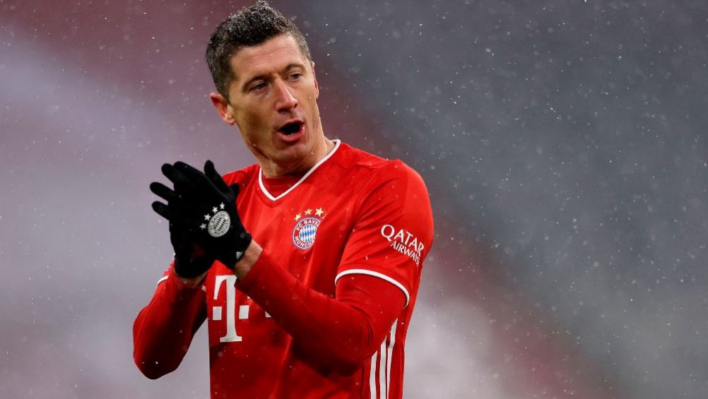 Lewandowski en festejo con el Bayern Munich