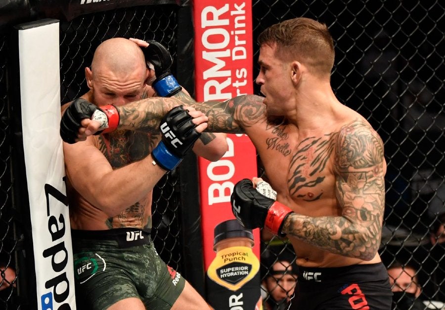 Conor McGregor en derrota ante Dustin Poirier