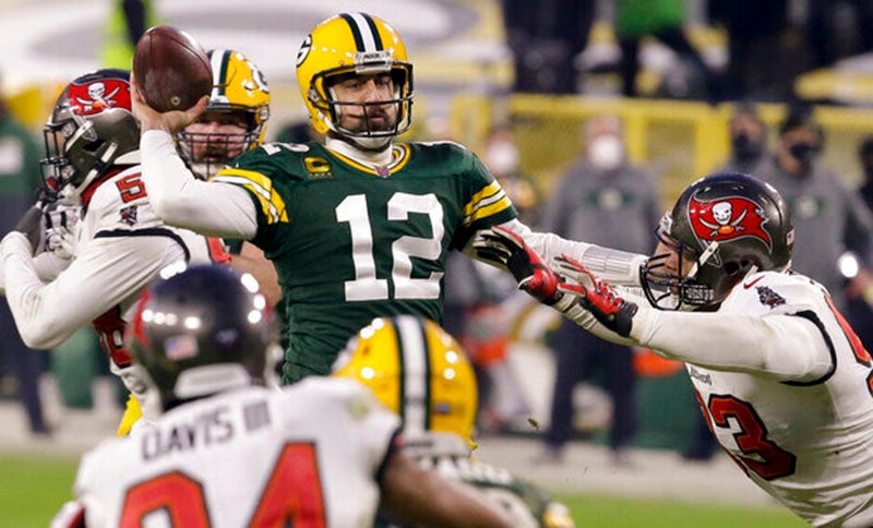 Rodgers en el juego ante Tampa Bay