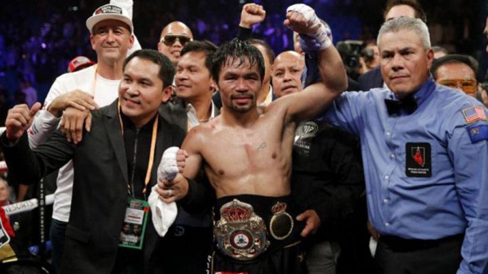 Manny Pacquiao tras vencer a Adrien Broner 