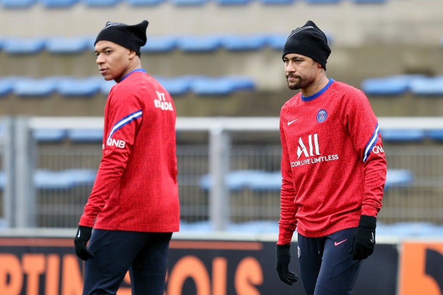 Neymar y Mbappé en un entrenamiento del PSG