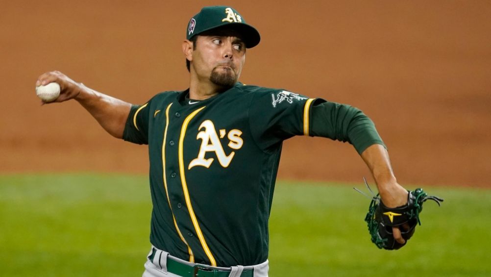 Joakim Soria en un partido de los Athletics de Oakland