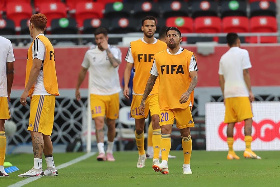 Calentamiento de Tigres previo a juego ante Ulsan Hyundai