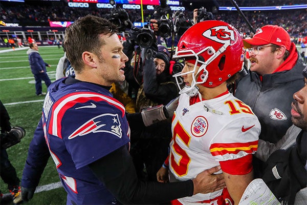 El abrazo cuando Brady aún jugaba con Pats