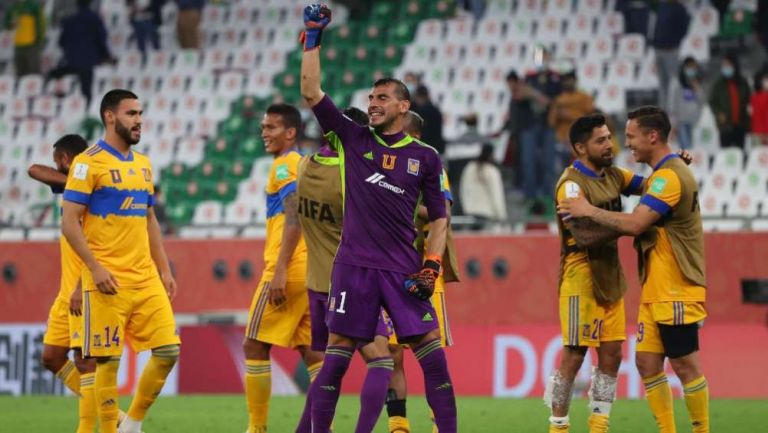 Tigres en festejo de gol