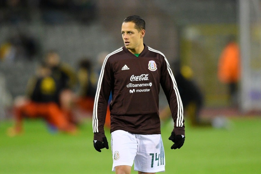 Javier Hernández previo a un partido de la Selección Mexicana