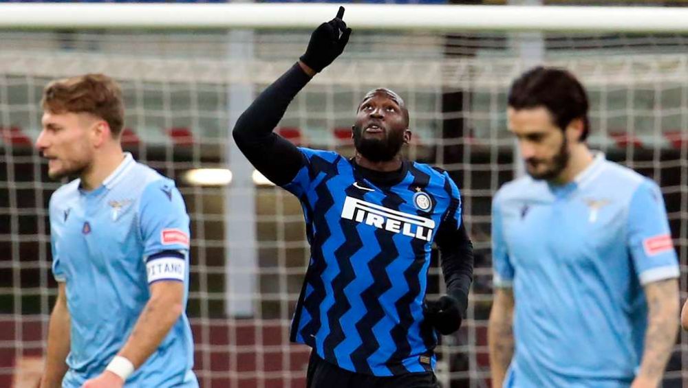 Lukaku en festejo con el Inter ante Lazio