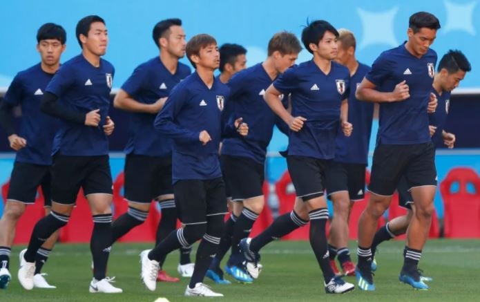 Jugadores de Japón, durante un entrenamiento