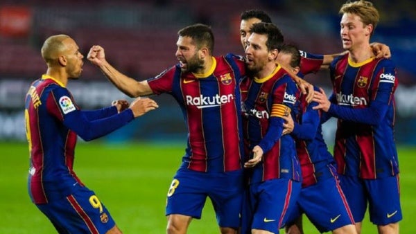 Jugadores del Barcelona festejan un gol en LaLiga