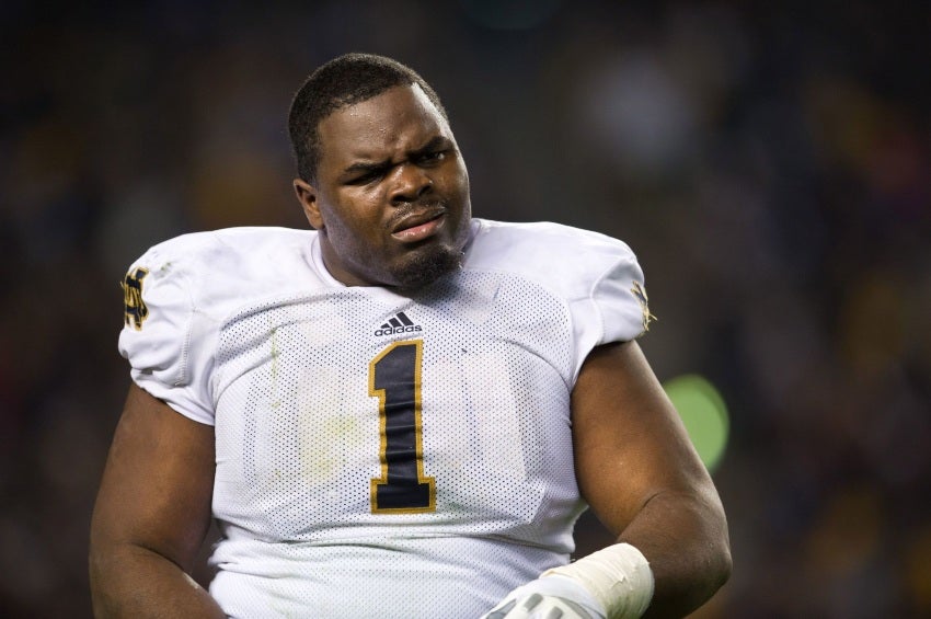 Louis Nix en un partido con Notre Dame